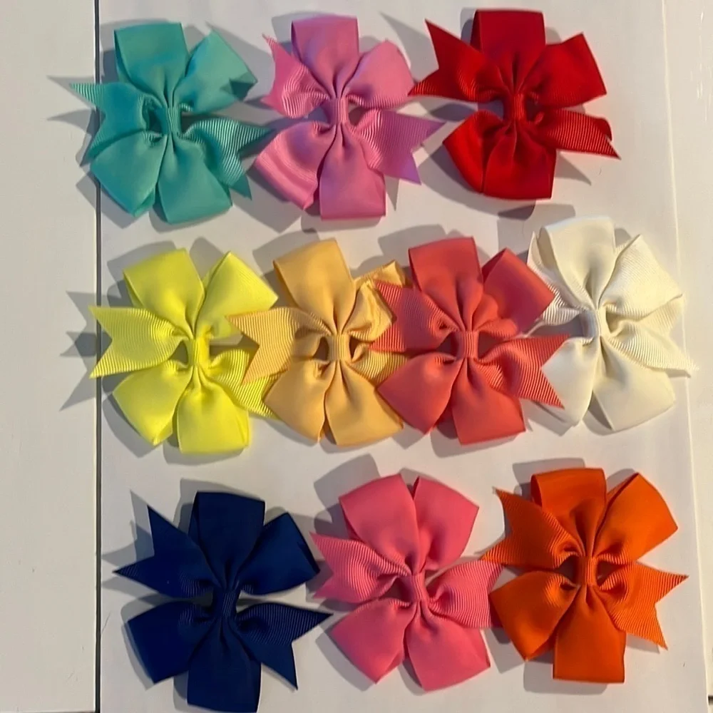 Kids / baby Hair bows - 3 inches long - Set of 10 - all different colors